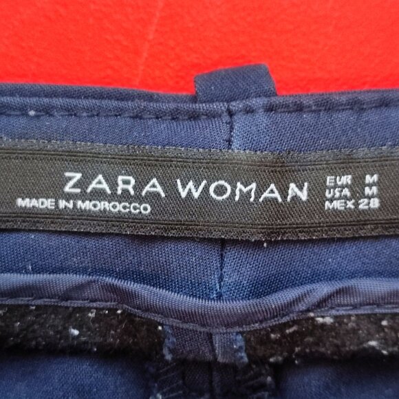 ZARA Women casual pants navy blue zipper pockets women's size M - Picture 5 of 6